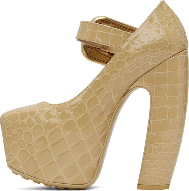 Bottega Veneta Beige Mostra Mary-Jane Pump Heels - Image 3