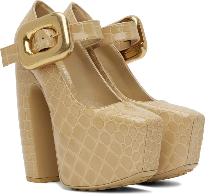 Bottega Veneta Beige Mostra Mary-Jane Pump Heels - Image 4