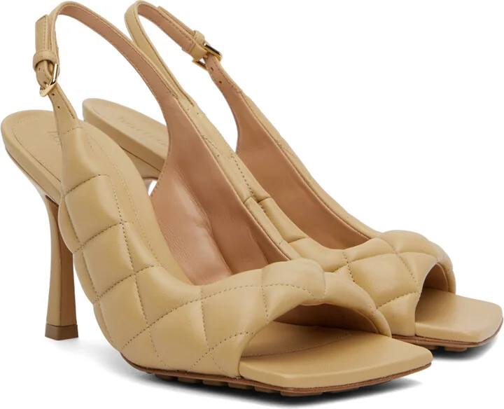 Bottega Veneta Beige Padded Heeled Sandal - Image 4