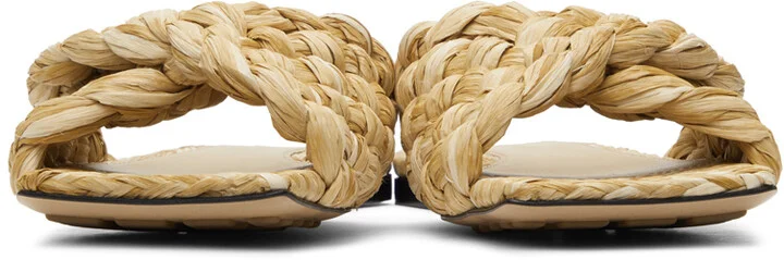 Bottega Veneta Beige Raffia Stretch Flat Sandals - Image 2