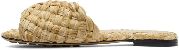 Bottega Veneta Beige Raffia Stretch Flat Sandals - Image 3