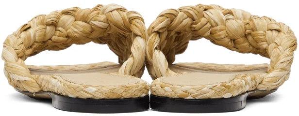 Bottega Veneta Beige Raffia Stretch Flat Sandals - Image 4