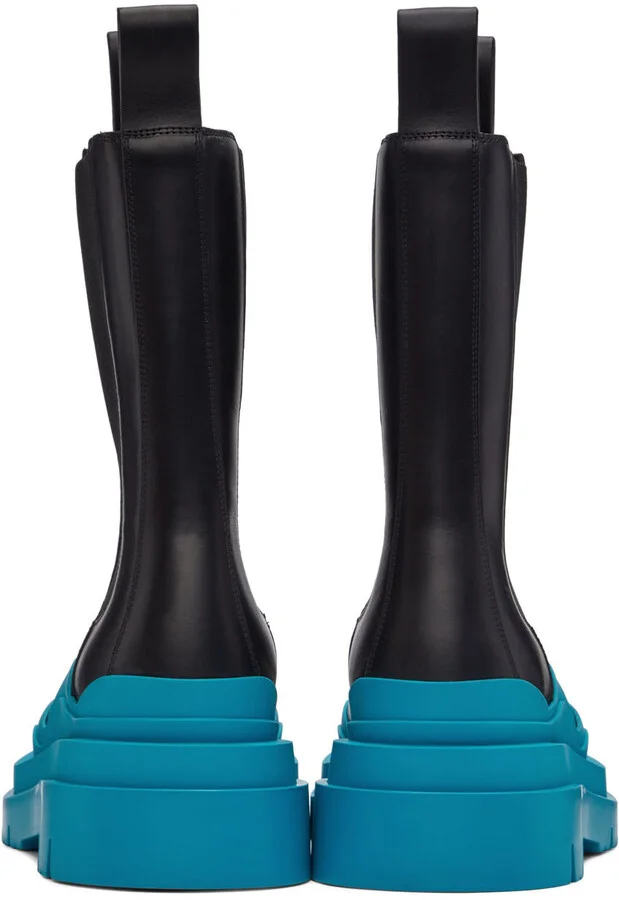 Bottega Veneta Black & Blue Tire Chelsea Boots - Image 2
