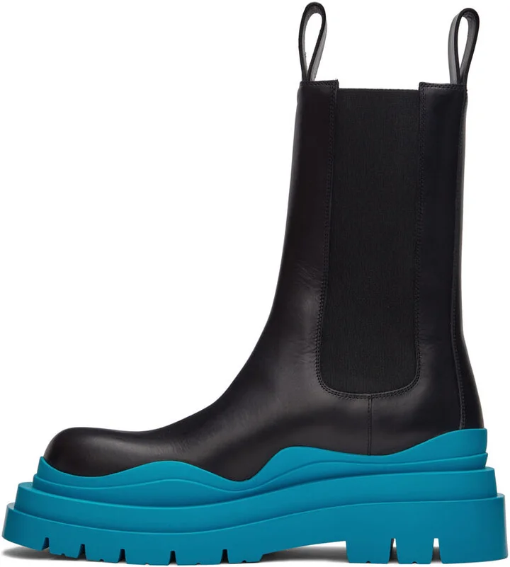 Bottega Veneta Black & Blue Tire Chelsea Boots - Image 3