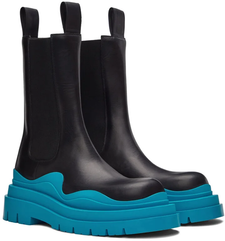 Bottega Veneta Black & Blue Tire Chelsea Boots - Image 4