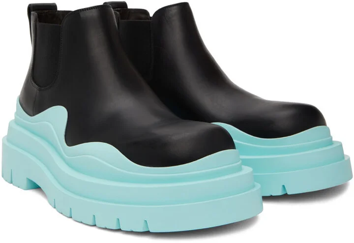 Bottega Veneta Black & Blue Tire Chelsea Boots - Image 4