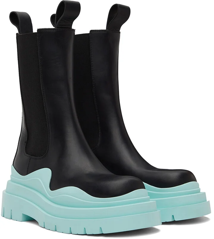 Bottega Veneta Black & Blue Tire Chelsea Boots - Image 4