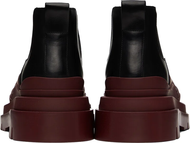 Bottega Veneta Black & Burgundy Tire Chelsea Boots - Image 2