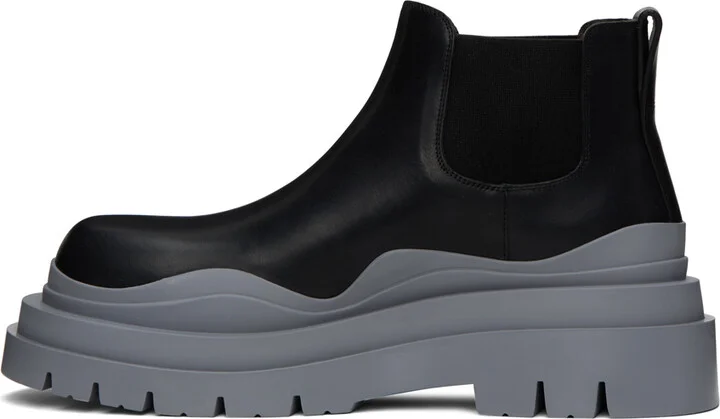 Bottega Veneta Black & Gray Tire Chelsea Boots - Image 3