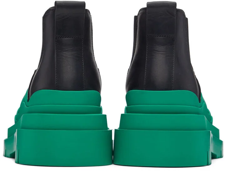 Bottega Veneta Black & Green Tire Chelsea Boots - Image 2