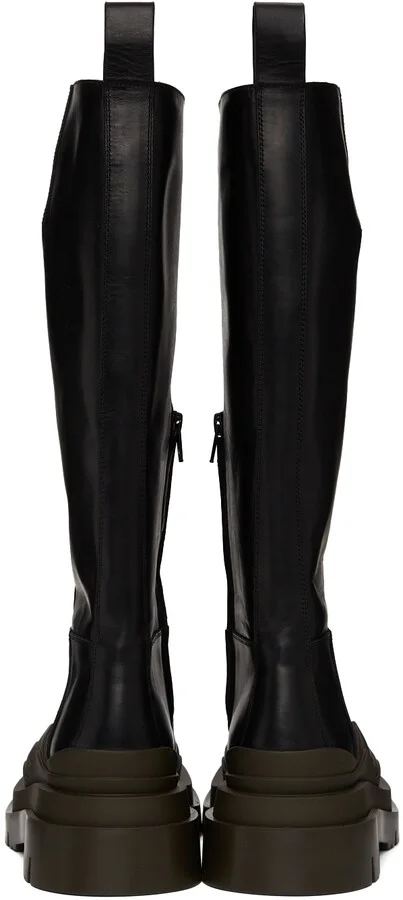 Bottega Veneta Black & Green Tire Tall Boots - Image 3