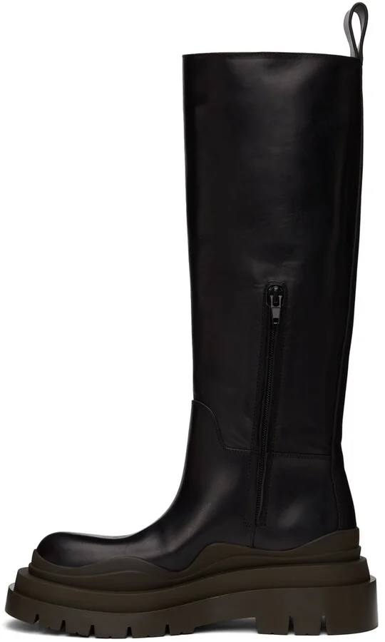 Bottega Veneta Black & Green Tire Tall Boots - Image 4