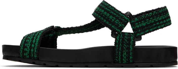 Bottega Veneta Black & Green Trip Sandals - Image 3