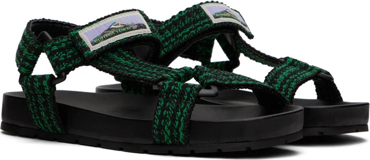 Bottega Veneta Black & Green Trip Sandals - Image 4