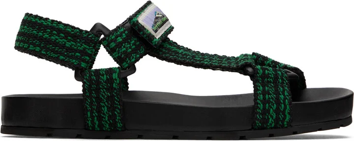 Bottega Veneta Black & Green Trip Sandals