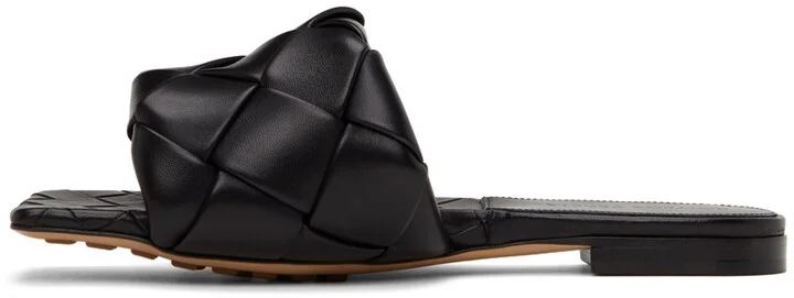 Bottega Veneta Black Intrecciato Lido Flat Sandals - Image 3