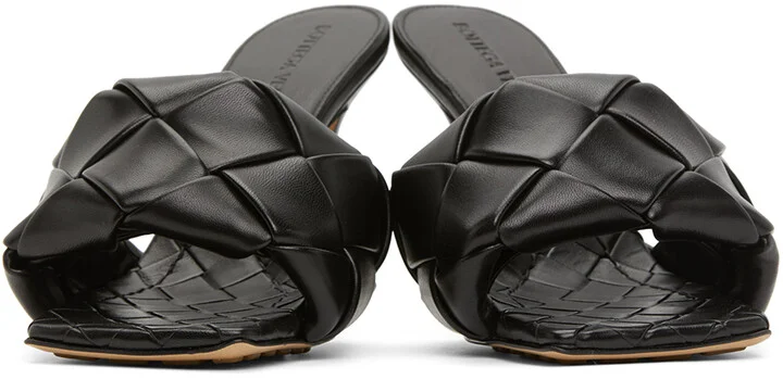 Bottega Veneta Black Intrecciato Lido Heeled Sandals - Image 2