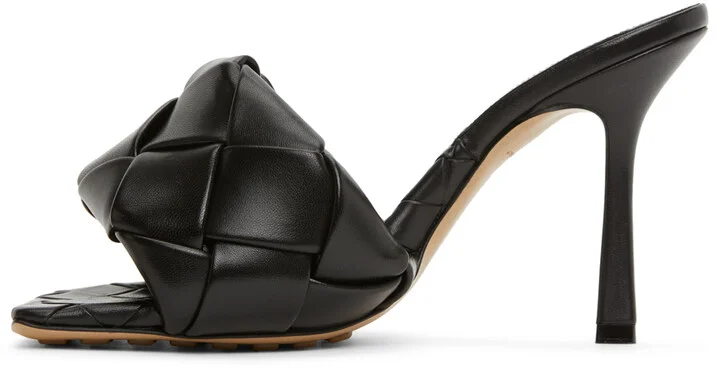 Bottega Veneta Black Intrecciato Lido Heeled Sandals - Image 3