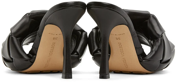 Bottega Veneta Black Intrecciato Lido Heeled Sandals - Image 4