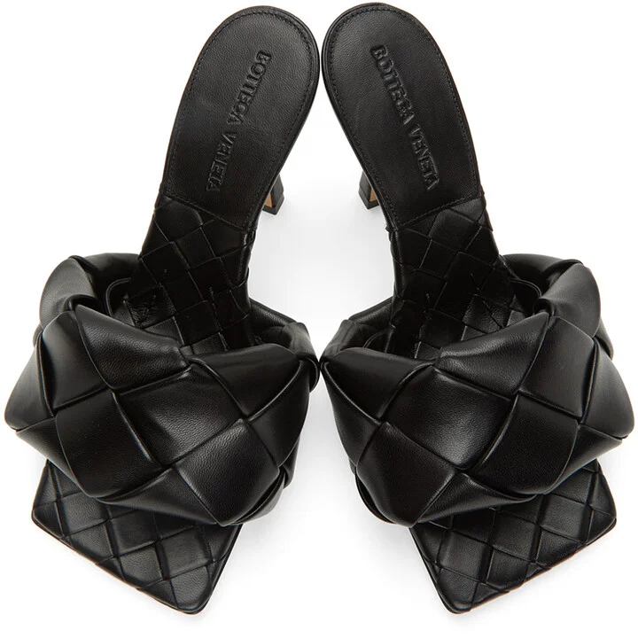 Bottega Veneta Black Intrecciato Lido Heeled Sandals - Image 5