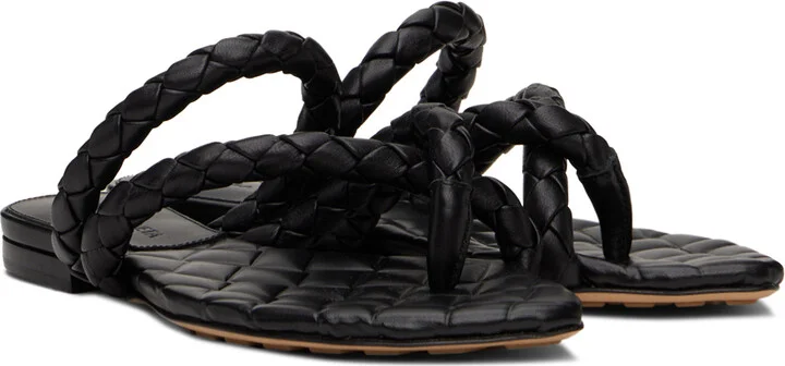 Bottega Veneta Black Leaf Flat Sandals - Image 4