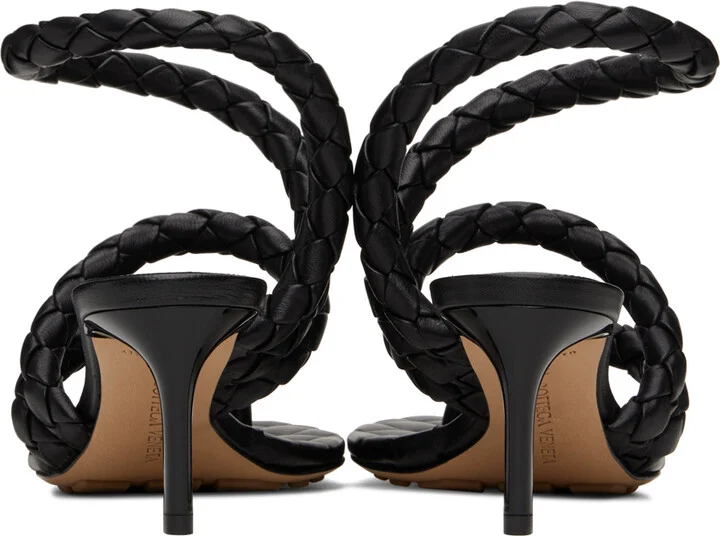 Bottega Veneta Black Leaf Heeled Sandals - Image 2