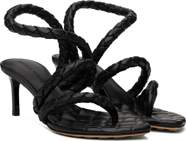 Bottega Veneta Black Leaf Heeled Sandals - Image 4