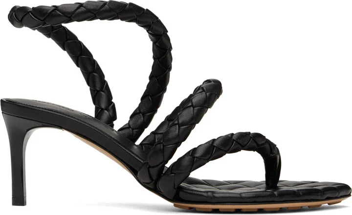 Bottega Veneta Black Leaf Heeled Sandals