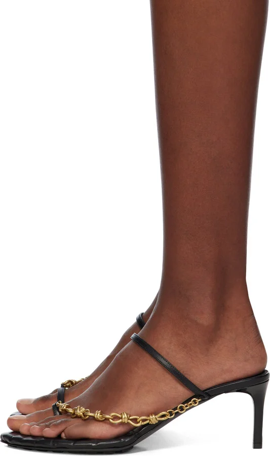 Bottega Veneta Black Leaf Sandals - Image 3