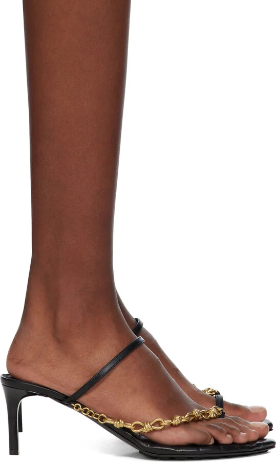 Bottega Veneta Black Leaf Sandals