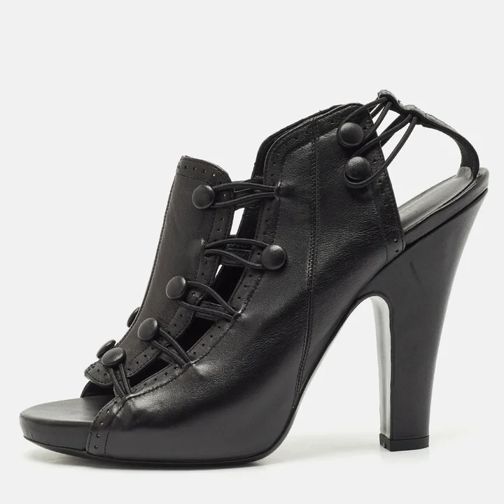 Bottega Veneta Black Leather Ankle Length Boots Size 39