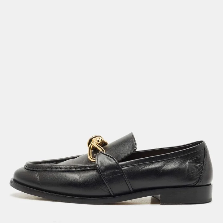 Bottega Veneta Black Leather Astaire Loafers Size 43