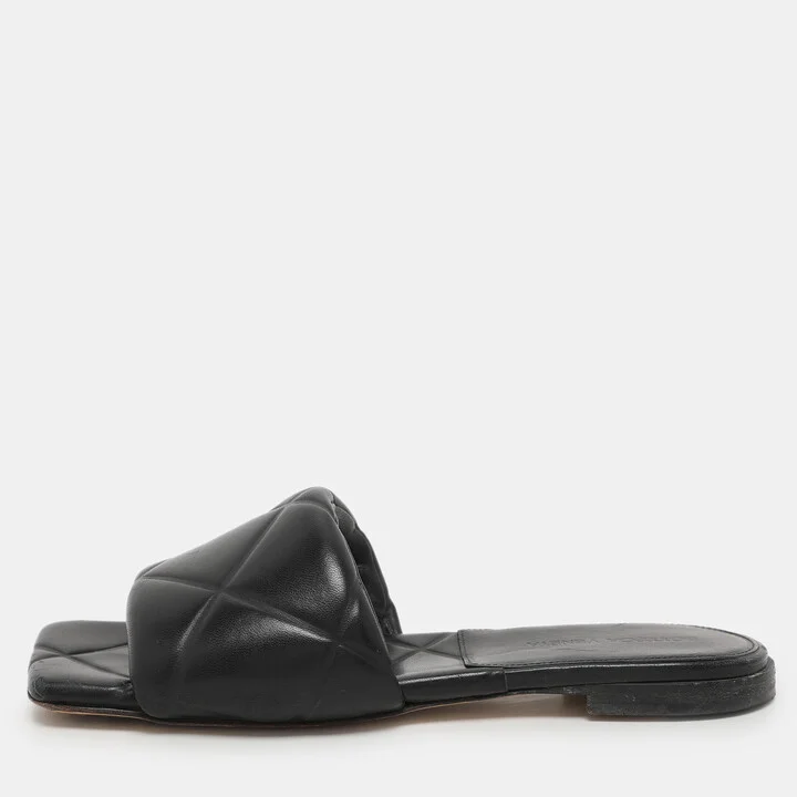 Bottega Veneta Black Leather Lido Flats Size 37