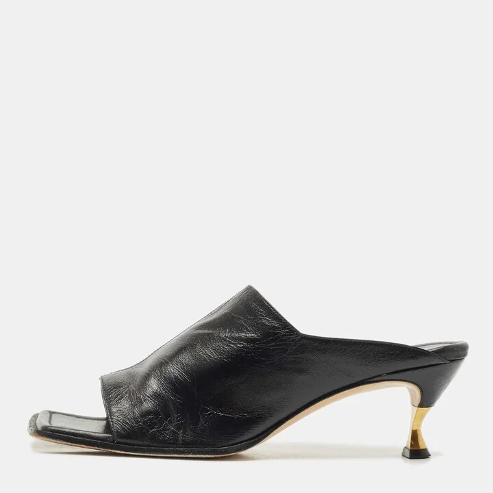 Bottega Veneta Black Leather Stretch Mules Size 39