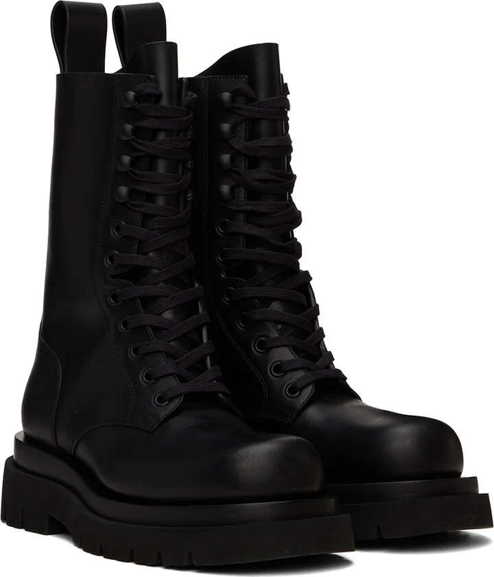 Bottega Veneta Black Lug Lace-Up Boots - Image 4