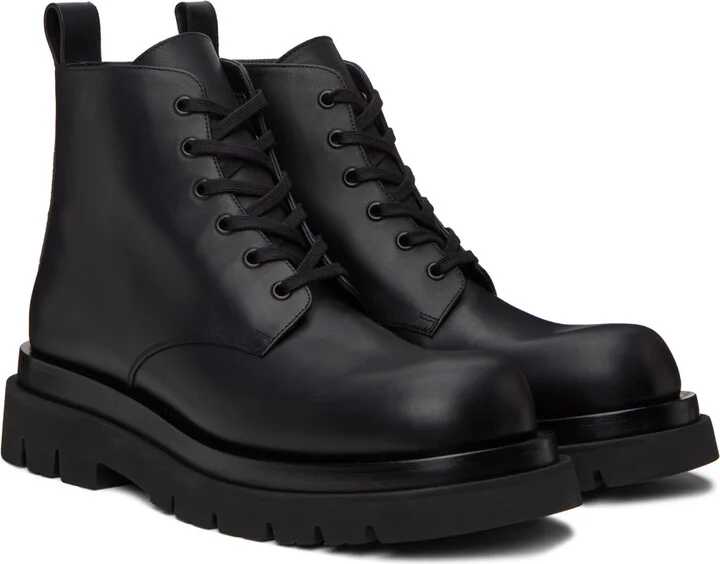 Bottega Veneta Black Lug Lace-Up Boots - Image 4