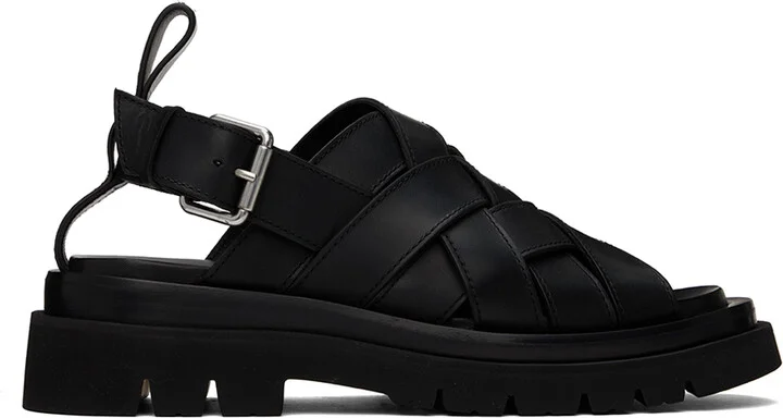 Bottega Veneta Black Lug Sandals