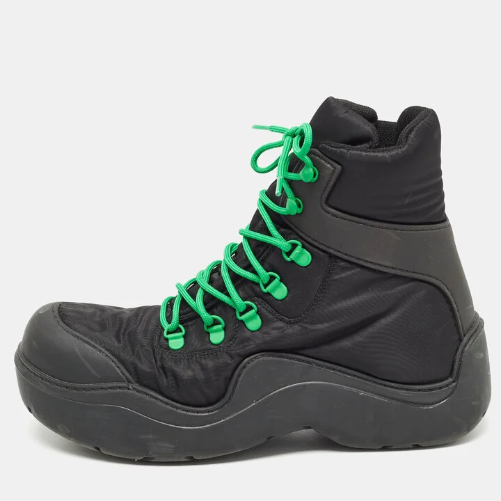 Bottega Veneta Black Nylon Puddle Bomber Boots Size 42