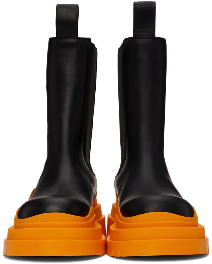 Bottega Veneta Black & Orange Tire Chelsea Boots - Image 2