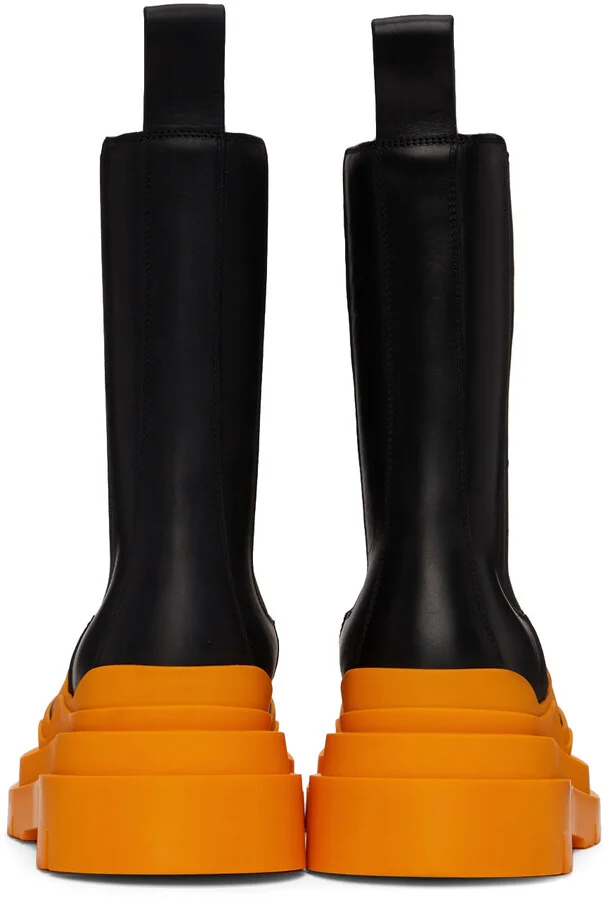 Bottega Veneta Black & Orange Tire Chelsea Boots - Image 4