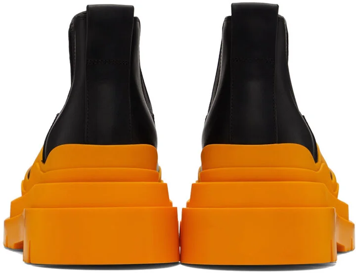 Bottega Veneta Black & Orange Tire Chelsea Boots - Image 2