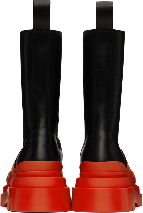 Bottega Veneta Black & Orange Tire Chelsea Boots - Image 2