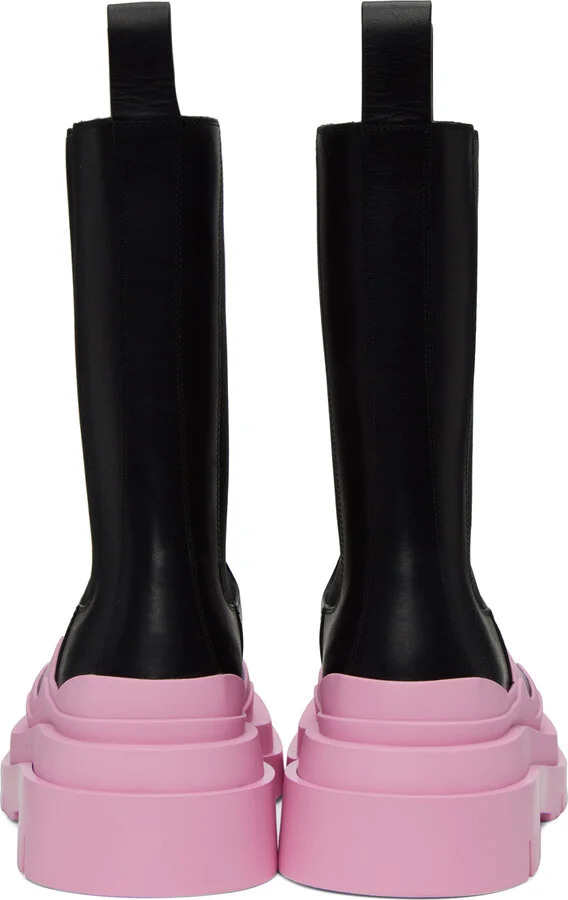 Bottega Veneta Black & Pink Tire Chelsea Boots - Image 2