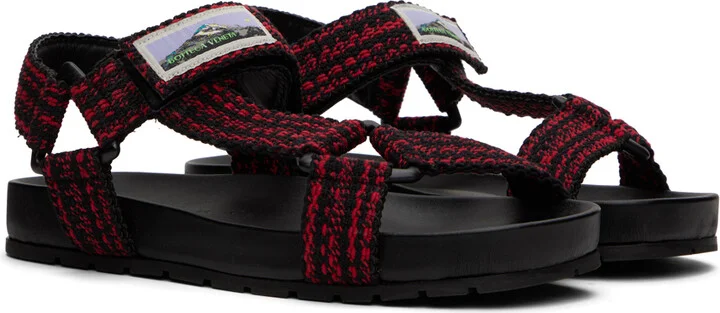 Bottega Veneta Black & Red Trip Sandals - Image 4