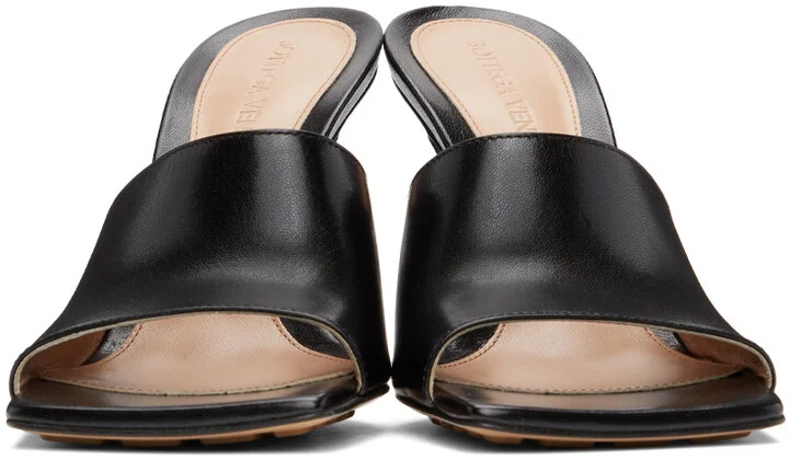 Bottega Veneta Black Stretch Heeled Mules - Image 2