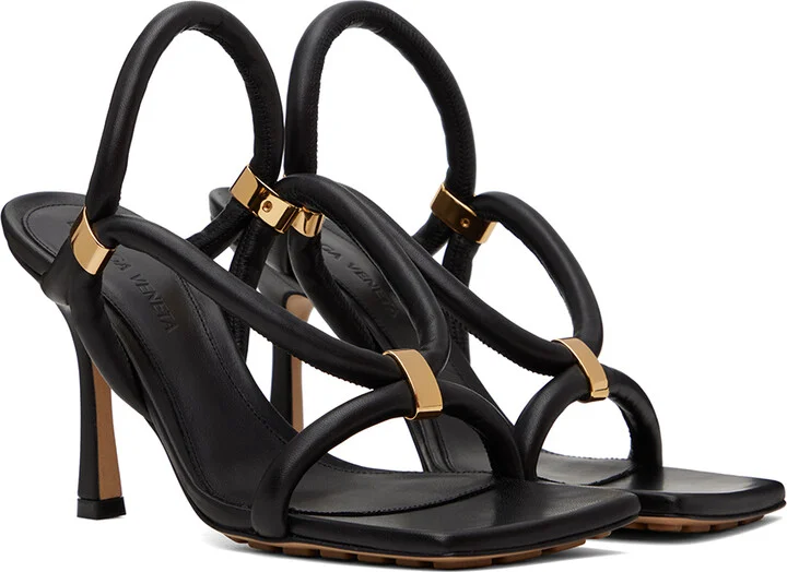 Bottega Veneta Black Stretch Strap Sandals - Image 4