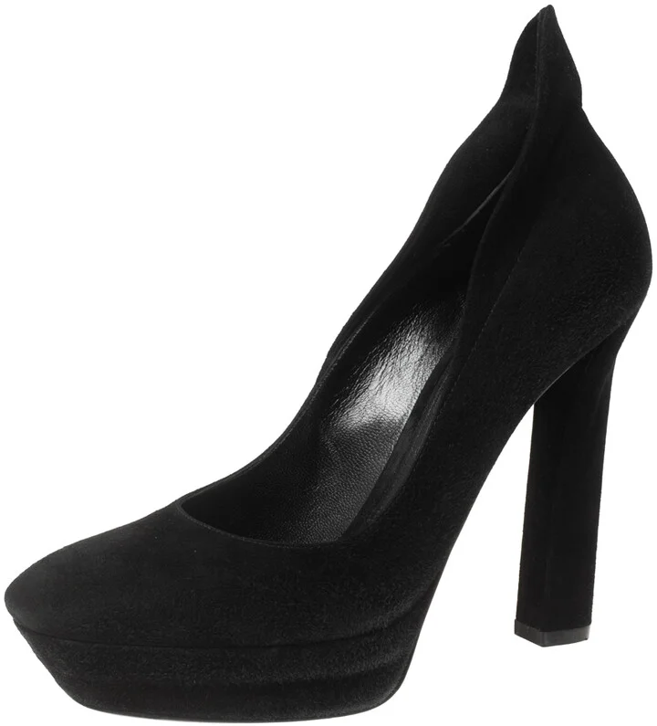 Bottega Veneta Black Suede Collar Detail Platform Pumps Size 39.5
