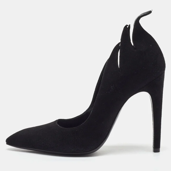 Bottega Veneta Black Suede Jagged Detail Pumps Size 38