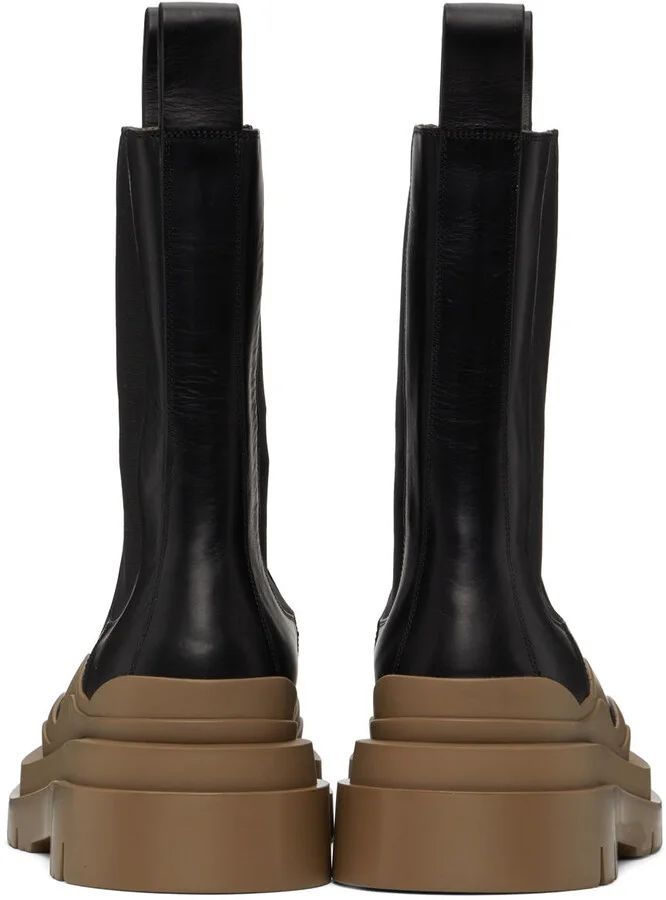 Bottega Veneta Black & Taupe Tire Chelsea Boots - Image 2