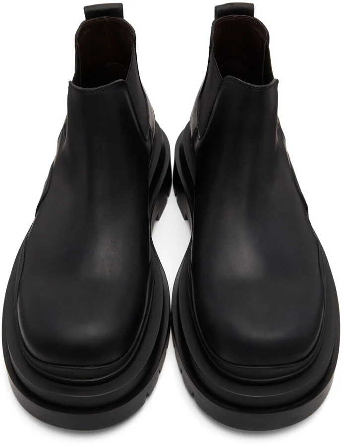 Bottega Veneta Black Tire Chelsea Boots - Image 4